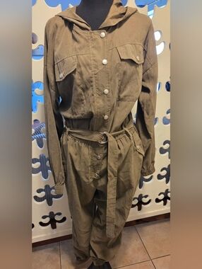Utility Belted Jumpsuit in Olive